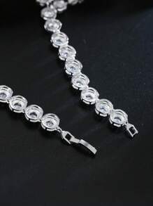 1 Set Luxury Crystal Wedding Bridal Jewelry Set, Including Necklace And Earrings, CZ Zirconia