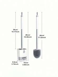 1 Pc Toilet Brush Set With Stand, Wall-Mounted Long Handle Toilet Cleaning Brush, Flexible Toilet Brush, Reach Every Angle, Bathroom Cleaning Brush, Cleaning Supplies, Cleaning Tools - Multicolor - View 10