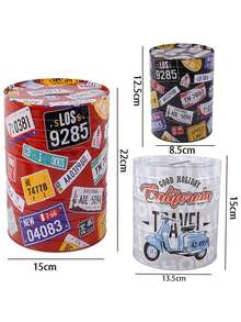 1pc Extra Large European & American Style Round Piggy Bank, Cartoon Design High Capacity Coin Storage Box, USD, EUR, AUD, KRW, CAD Personalized Graffiti Money Jar, SAR, TMT, EGP, CHF Big Drum Shape Coin Bank, Graffiti Oil Drum Decor (Random Size) - Multicolor - View 2