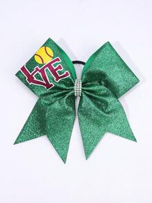 1pc Girls Custom Large Cheer Hair Bows Glitter Ponytail Holder Elastic Band Customized Name For Cheerleading Teen Girls College Sports Multi-Colored - Cheer Bow - View 9