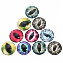 10pcs/Pack Oval Eye Pattern Round Glass Cabochons, Random Mixed Colors, Fashion Colorful Iris DIY Glass Cabochons, Suitable For Necklace, Ring, Bracelet Jewelry Making Decoration - Oval Eyeball - View 6