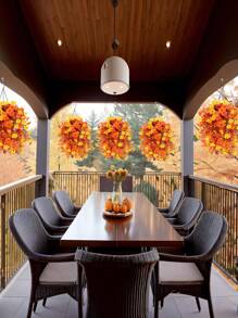 1/2/4pcs UV-Resistant Silk Bindweed Artificial Flowers With Eucalyptus Leaves Wall Hanging Greenery Decor, Suitable For Halloween, Autumn Decoration, Home, Room, Garden, Classroom, Bedroom, Wedding, Bridal Shower, Party, Baby Shower, Patio Home Decor Halloween Decor Room Decor