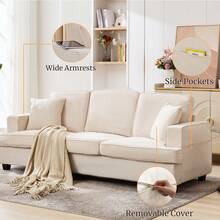 Korser 89" Chenille Sofa 3 Seater Couch With Extra Upholstered Deep Seats For Living Room,Removable Cover - 米色 - 查看 6