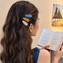 3 chiếc kẹp tóc acrylic hình giọt nước dành cho nữ, kẹp tóc mái, kiểu dáng thời trang, hàng mới về mùa xuân/hè 2025, quà tặng Giáng sinh, phụ kiện tóc, phụ kiện đội đầu - Nhiều màu - Xem 4