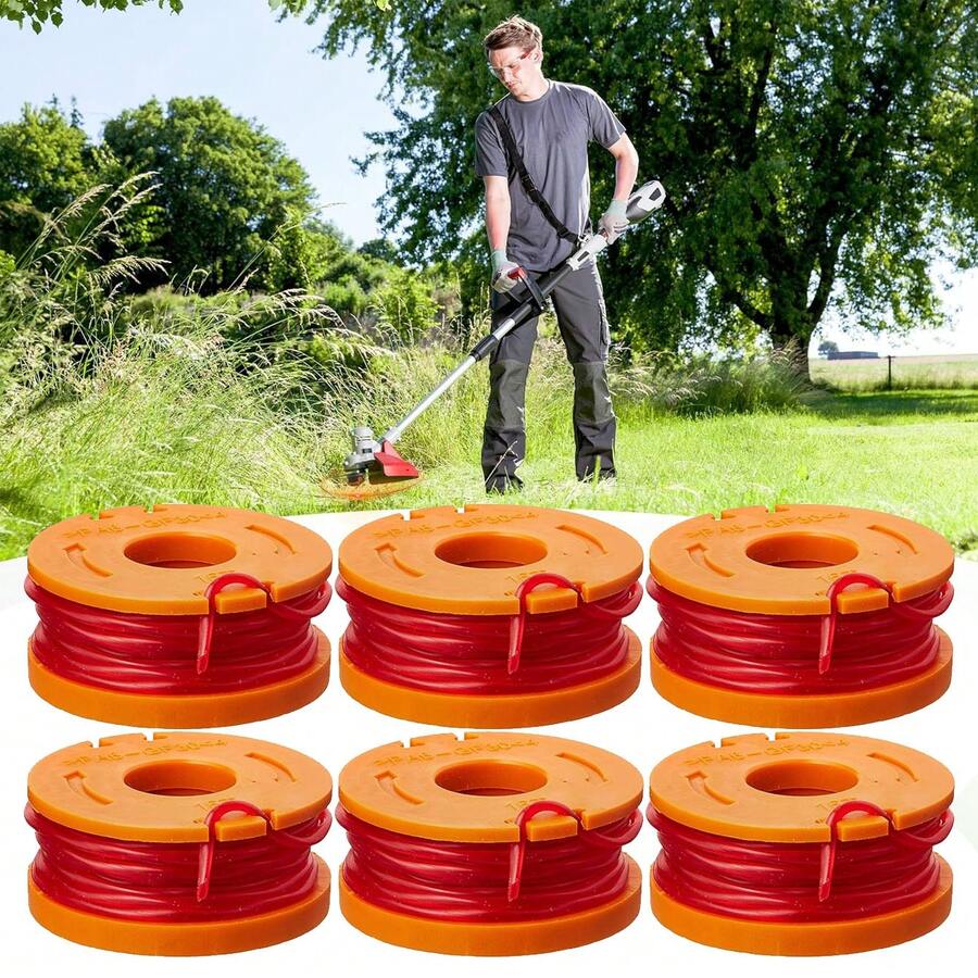 6pcs Compatible WORX WA0010 Trimmer Line Spool Grass Cutting Line Spool For WG150 WG151 WG152 WG157 WG160 WG160.1 WG175 WG180 - Orange - View 1