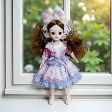 新款11.81英寸时尚娃娃BJD娃娃，可爱妆容，可动关节，裸体OB11，卡哇伊卡通动画3D逼真眼睛，漫画脸，卡哇伊娃娃服装，派对礼物，时尚美丽的薄纱连衣裙娃娃 - 彩色 - 查看 7