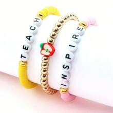 Set de bracelets en argile douce et colorée en forme de pomme, set de bracelets à perles multicouches, cadeau d'enseignant pour la fête des enseignants, Noël, remise des diplômes et rentrée scolaire