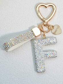 字母首字母钥匙扣可爱蝴蝶钥匙链环钱包包背包挂饰耳塞套保护套配饰女士女孩礼物汽车配饰包饰学校 - 銀色 - 查看 22