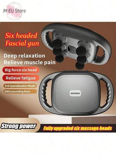 LIPETY Pistola per massaggio dei tessuti profondi, pistola per massaggio automatica a 6 testine con rilassamento profondo e batteria ricaricabile tramite USB da 2000 mAh, 9 livelli di velocità, massaggio completo del corpo per atleti, amici e familiari, design in plastica resistente, strumenti per massaggio.
