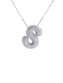 1pc Fashionable Bubble Inspired Cubic Zirconia Balloon & Letter Pendant Plump 26 Letters Necklace For Women - XT-394 - View 29