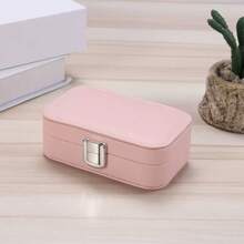 1 pieza Caja de joyería personalizada de color macaron, de gran capacidad, unicolor, portátil para viajes, para almacenamiento de anillos y collares, regalo de moda y romántico para el Día de la Madre, Día de San Valentín, personalizado, caja multifuncional para organizar maquillaje y joyería.