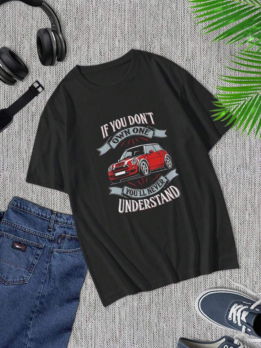 Camiseta Mini Cooper - Regalo para amantes de coches clásicos - Camiseta de algodón suave - Ropa automotriz única - Camiseta de manga corta para hombre (Negro, Blanco y más) - Negro - Ver 1
