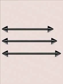 CIZME 3 件装 14G 工业耳环 男女款 不锈钢工业杠铃工业穿孔首饰 工业杆 32 毫米 35 毫米 38 毫米 1 1/2 英寸 银色 玫瑰金 黑色 - Industrial Earrings - 查看 16