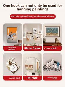 1pc/2pcs/4pcs/8pcs/10pcs Album Hook, Traceless Nail, Hanging Wedding Photos, Wedding Photos, Wall Mounted Frame Holder, No Punching, Waterproof, Portable