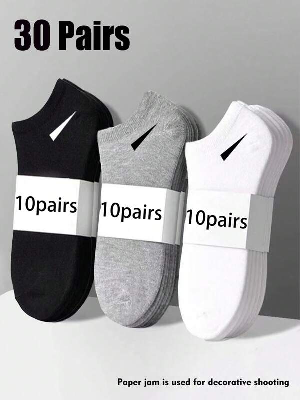 30 Paar unisex kurze Socken, Athletik-/Sportsocken in Weiß/Schwarz/Grau, minimalistisches Design, geeignet für den täglichen Lässig Gebrauch