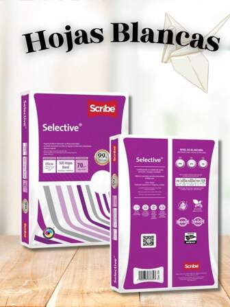 Paquete de 500 hojas blancas Selective papel de alta calidad tamaño carta para impresora copias papelería tareas escolares y uso diario oficina textura suave y resistente