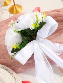 1 buc Buchet de nuntă pentru domnișoară de onoare de mireasă, flori artificiale, trandafir, buchet de flori de mătase, buchet de mireasă, pentru decorarea nunții, Ziua Îndrăgostiților