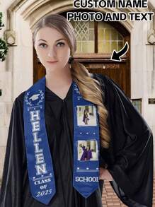 1pc Customized 2025 Graduation Shawl, Personalized Name & Photo Shawl, Premium Graduation Shawl, 6 Color Options, Double Layered Craftsmanship, Long-Lasting Colors, Shine Bright During Graduation Season