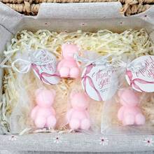 Conjuntos de velas Vickyo 10/20, lembrancinhas para chá de bebê, conjuntos de velas de urso, mini velas azuis/rosa de urso com cartões de agradecimento e sacolas de presente, vela perfumada para chá de bebê, revelação de gênero, festa de aniversário, convidados de casamento, presente, decoração de casa