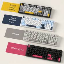 AJAZZ AK980 有线机械键盘，复古设计，高品质，适合办公和游戏 - 彩色 - 查看 3