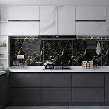 20/50 piezas Cycleader Baldosas de vinilo adhesivas con efecto mármol europeo de lujo, fáciles de limpiar, impermeables y removibles para decorar la cocina, el baño y el dormitorio - Multicolor - Ver 8