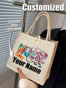 Bolsa de lona personalizada divertida con diseño de cartas de enfermera enamorada - Bolsa de enfermera para mujer, accesorios de enfermera para el trabajo, regalos de enfermera para mujeres, bolsa de enfermería para mujeres, esposa y madre, regalos de graduación, cumpleaños, jubilación y agradecimiento, Kit de supervivencia de enfermera, Vuelta a la escuela - Multicolor - Ver 7