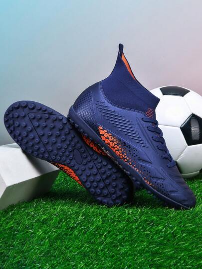 1双成人、青少年、学生高帮户外足球鞋，适用于人造草坪、天然草坪、室内球场，男女通用系带足球鞋，轻便高性能专业足球鞋