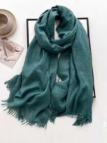 1pc Soft Muslim Hijab Solid Color Long Scarf For Sun Protection, Suitable For Mosque Use Bandana,Hair Band,Head Band Ideal For Dressing Up Your Look For Abaya - QMD602 - View 14