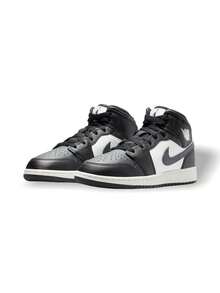 Air Jordan 1 Mid 高帮防滑篮球鞋女童休闲鞋情侣鞋 DQ8423-010 - 黑色/峰白/暗黑 - 查看 2