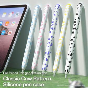 Apple Pencil Pro 2nd Generation Cow Print Silicone Protective Case, Anti-Fall & Anti-Slip Cover Compatible With Ipad Pencil, Suitable For Writing Use Gifts For Mother, Family, Friends, Birthday, Holiday Pen Accessories