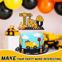 9pcs/Set Construction Theme Mini Traffic Cone Road Sign Warning Sign For Birthday Party Cake Decoration Gift,Party Supplies - Multicolor - View 7