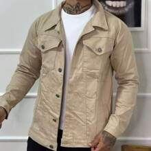 MEN'S JEANS JACKET Spring/Autumn Regular Fit Pocket - 米色 - 查看 4