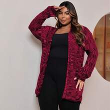 Plus Size Cardigans - Burgundy - View 2