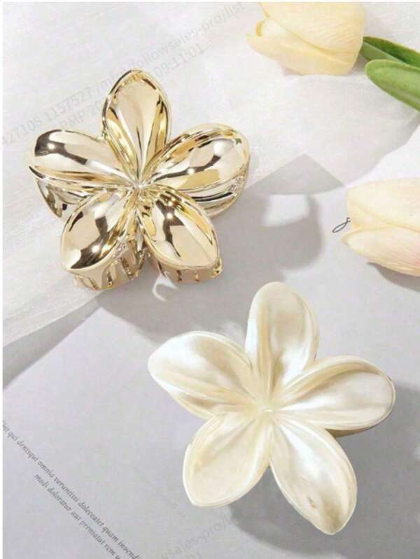 2 stuks grote acryl haarklemmen voor dames, elegante chique gepersonaliseerde opsteekkapselclip voor achterhoofd, haaraccessoire met bloemendecoratie, veelzijdig voor dagelijks gebruik