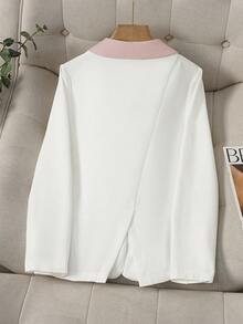 Damen Jacke mit Kragen, Knopfkontrast mit Einzelknopf, Lässig, Pendler, dünn, passend für das Büro