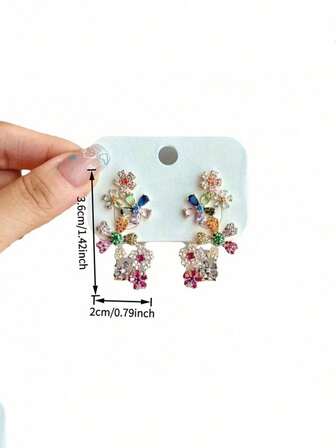 1 par unika färgglada blommiga örhängen, söt och trendig mångsidig design, vår/sommar