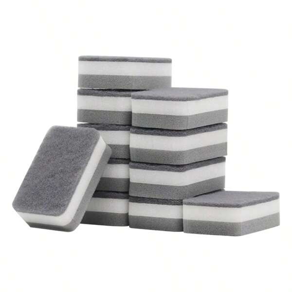 5/10/20/50/60 pièces Éponges grises et blanches rectangulaires, blocs d'éponge de nettoyage multifonctions, pour la cuisine et la salle de bain