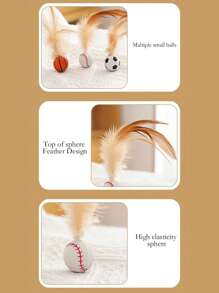 1pc Cat Toy, Feather Rubber Bouncy Ball, Pet Chasing Toy, Pet Self-Entertainment Toy, Suitable For Cats And Dogs, Household Pet Toy Ball, Interactive Toy For People And Pets, Made Of Rubber Material With High Elasticity, Durable And Damage-Resistant