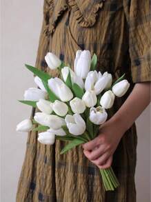 Artificial Tulips Flowers For Bride Wedding Photoshoot Photography Bouquet Decoration, Wedding Registration Holding Flowers Summer Birthday Gifts Beach Back To School School Supplies Room Decor