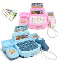 1 件模拟收银机迷你游戏，电子游戏机发出声音和灯光，假装在超市收银机工作作弊游戏，休闲礼物