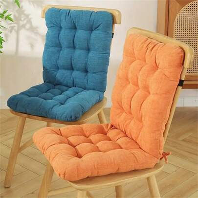 1pc Thick Chenille Chair Cushion, Supportive Seat And Back Pad, Comfortable And Soft, Suitable For All Seasons - Solid Color Chair Pad, Fit For Office And Home