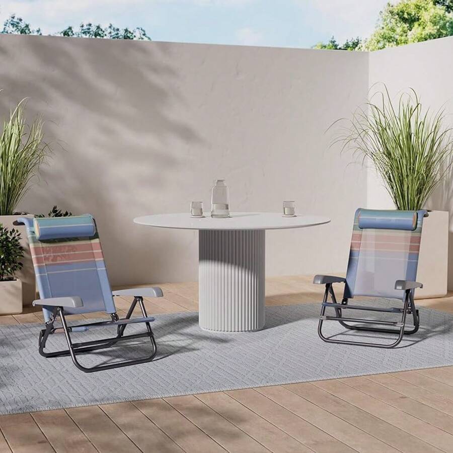 Beach Folding Chair With Rainbow Textilene 7 Position Adjustable - Multicolor - View 1