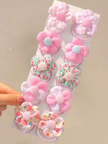 10入組孩子們清新香調花卉設計頭繩