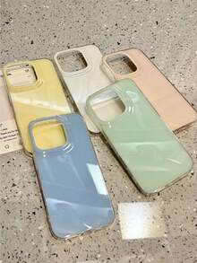 可爱果冻亮面手机壳，兼容 17 Air 16 15 14 13 12 Pro Max 11，纯色防震软壳 - 白色 - 查看 5