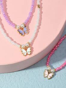 Bộ 3 chiếc/Bộ vòng cổ trái tim đính hạt nhiều màu sắc cho bé gái - Nhiều màu - Xem 2