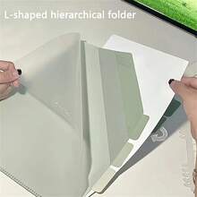 L-Shaped Large Capacity 5-Section Folders, Gradient Green, Purple, Blue - Acrylic Nitrile Styrene Plastic, Great For Storing Test Papers And Student Documents, Test Paper Organizer | L-Shaped Design | Thick Plastic Construction, Back To School, School Supplies - Multicolor - View 5