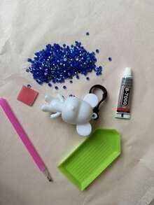 一套DIY钻石钥匙扣吊坠，趣味手工工艺品，适合作为生日、毕业、情人节和圣诞节的毛绒袜纪念品 - 彩色 - 查看 24