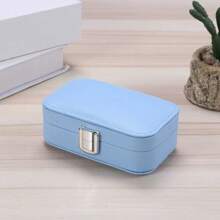 1 pieza Caja de joyería personalizada de color macaron, de gran capacidad, unicolor, portátil para viajes, para almacenamiento de anillos y collares, regalo de moda y romántico para el Día de la Madre, Día de San Valentín, personalizado, caja multifuncional para organizar maquillaje y joyería.