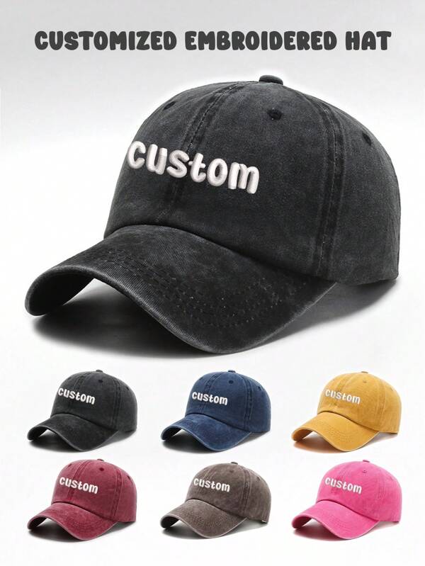 1 Set Customized Multi-Color English Letter Embroidered Men's And Women's Sun Hats, Put Any Face On Hats, Personalized Baseball Caps With Photos And Fun Customized Baseball Caps