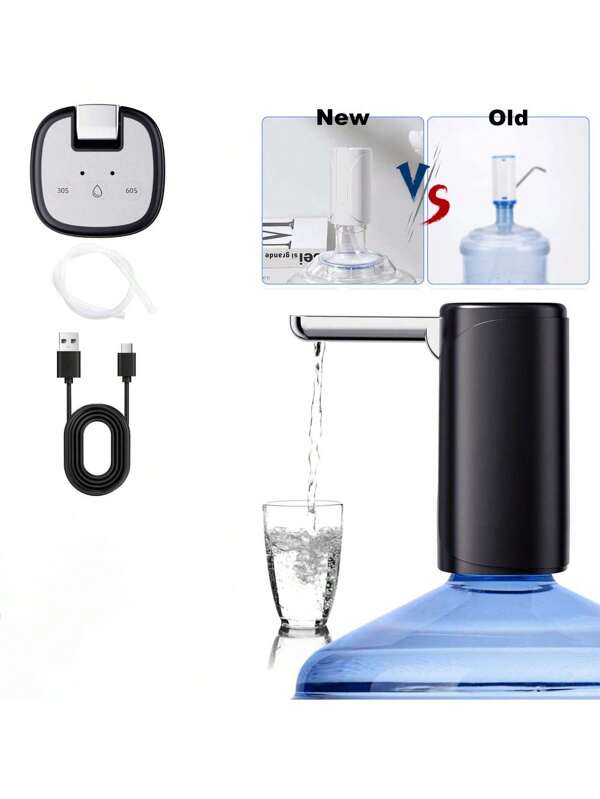 1pc USB Rechargeable Automatic Electric Pump, Compact And Accurate, Simple Installation, Convenient And Practical, One Key To Work, USB Charging, Standard USB Data Cable, Long Battery Life, Suitable For Water Dispenser, Home, Company, Outdoor